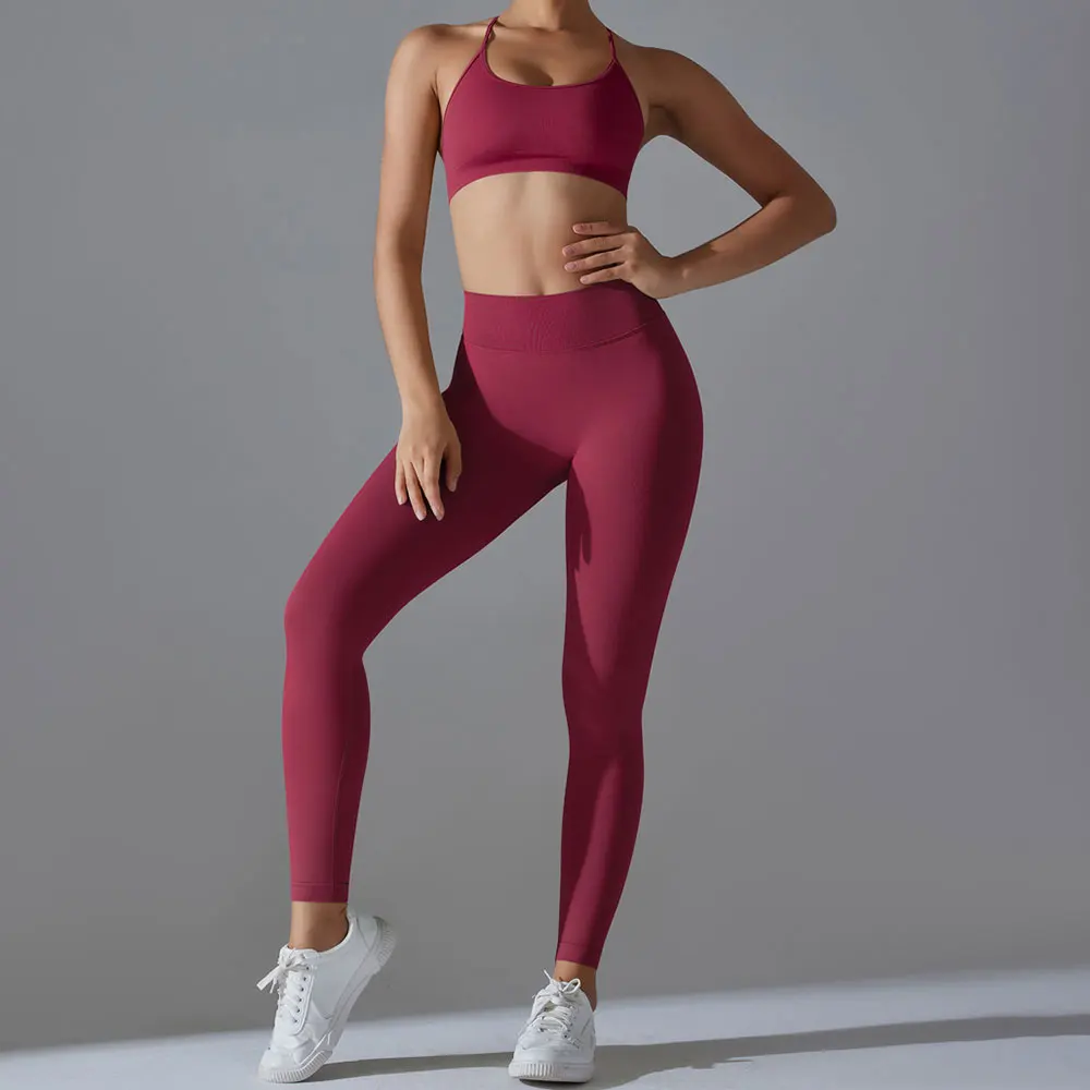 

2PCS Sports Set Seamless Fitness Suit Women Tracksuit Yoga Gym Sportswear Legging Sport Underwear Workout Clothes Woman Clothin