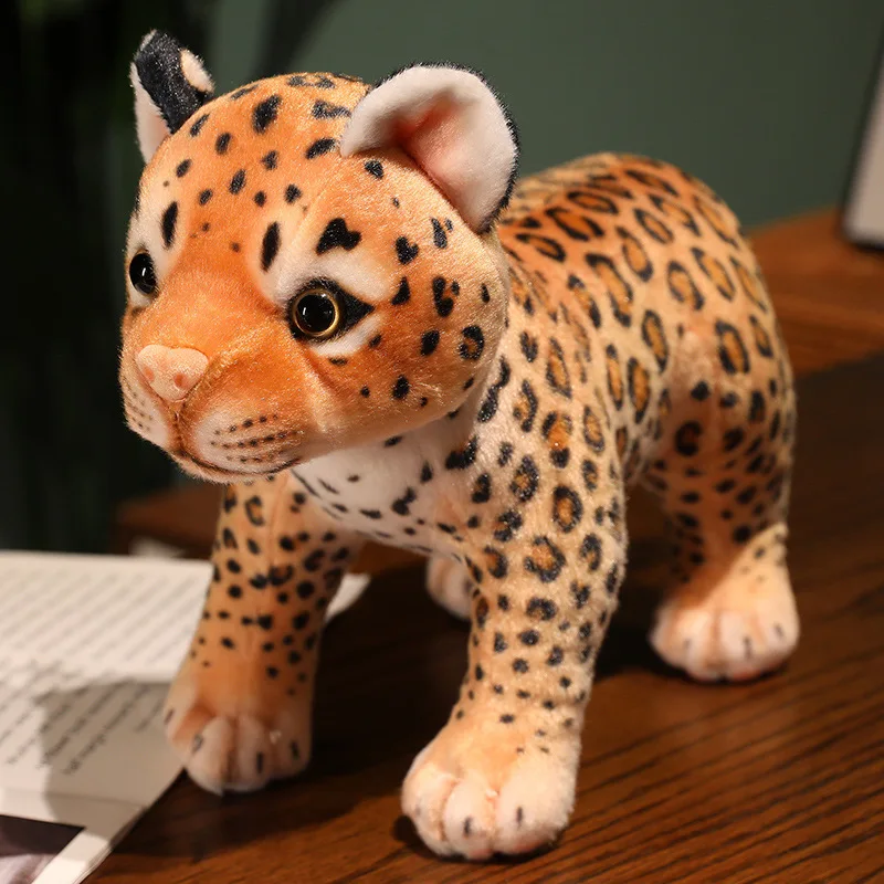 Realistic Leopard Plush Toys Cute Simulation Cheetah Cub Models Stuffed Soft Animal Baby Doll Room Decor Ornaments Children Gift