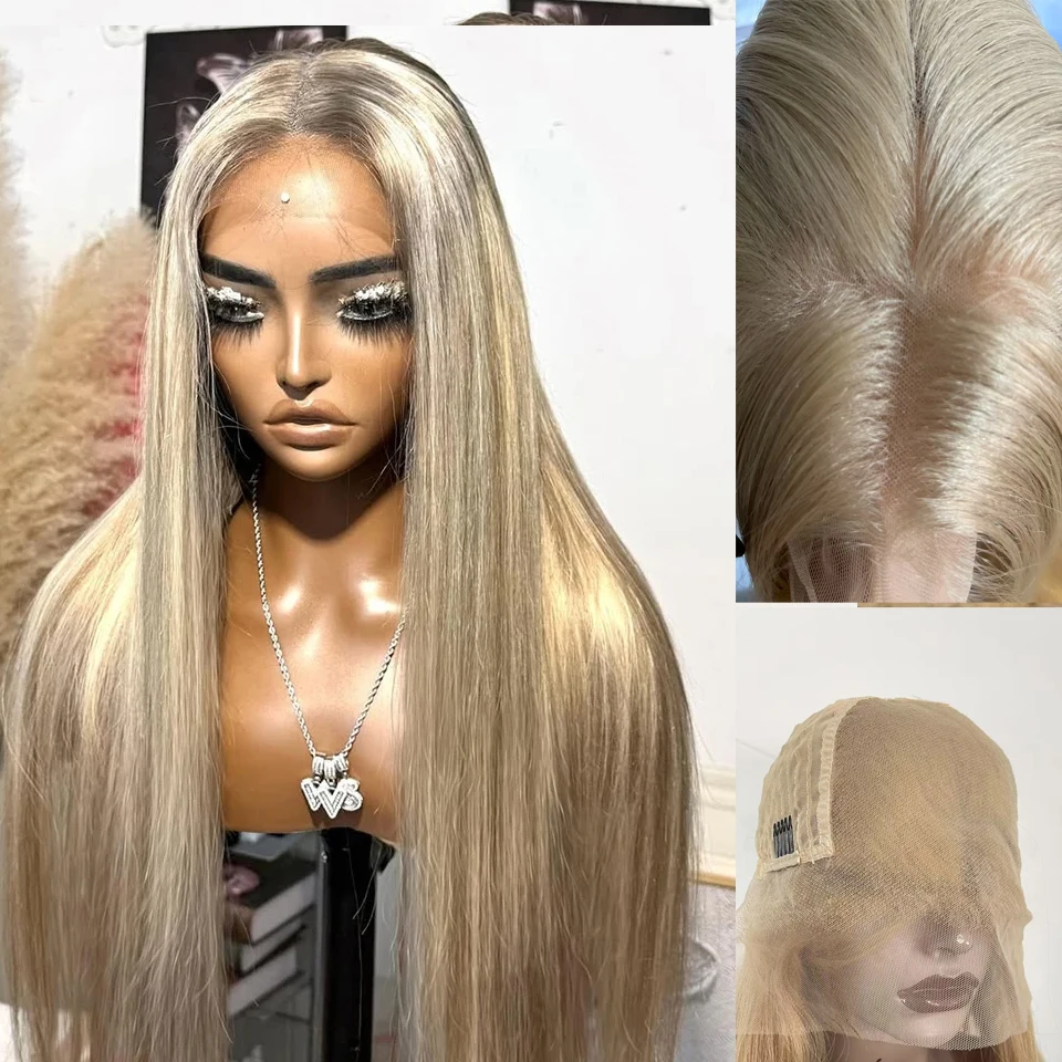 

Свободная часть пепельно-русый 13x6 парик фронта шнурка мягкие предварительно сорванные 28 дюймов 180 плотность прямые синтетические бесклеевые парики для повседневного ношения