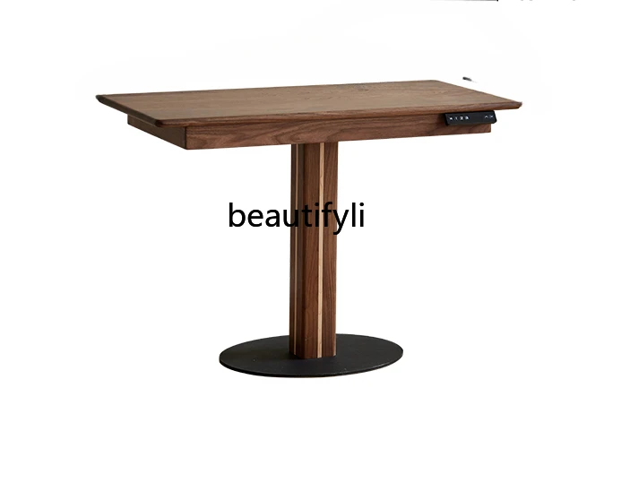 

North America Black Walnut Electric Lifting Table Mini Living Room Desk All Solid Wood Leisure Narrow Side Table