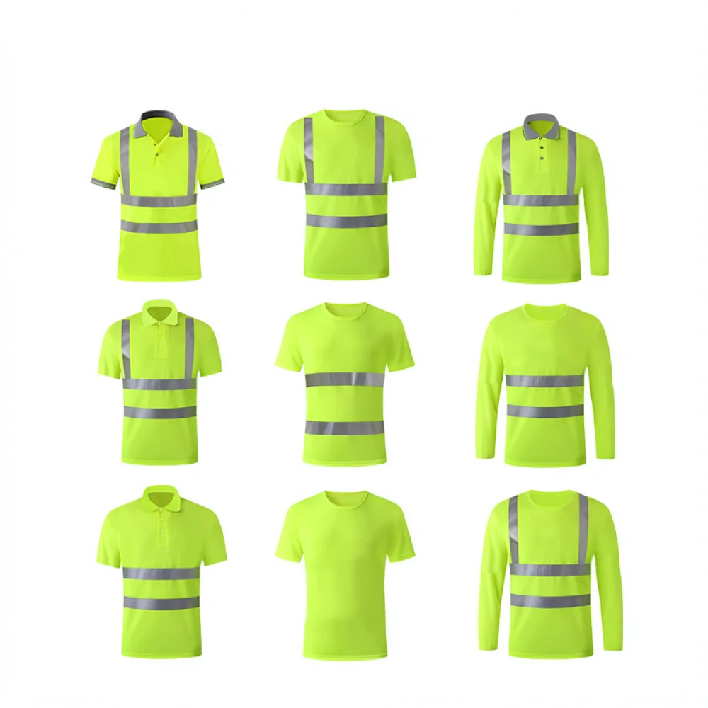 Reflective Safety Work Shirt Breathable Quick Dry Birdseye Fabric Hi Vis Summer Construction Utility Uniform Casual Sport Tee