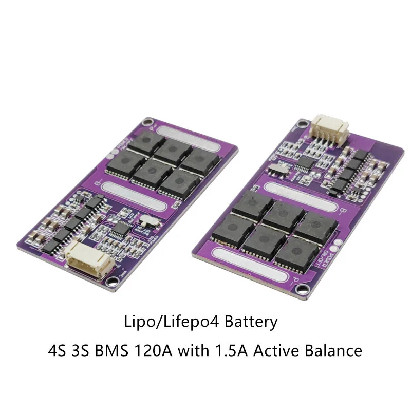 

BMS with Active Balance 1.5A 4S 3S 120A Current for 12.6V 14.6V Lipo / Lifepo4 Battery Pack BMS & Active Balance