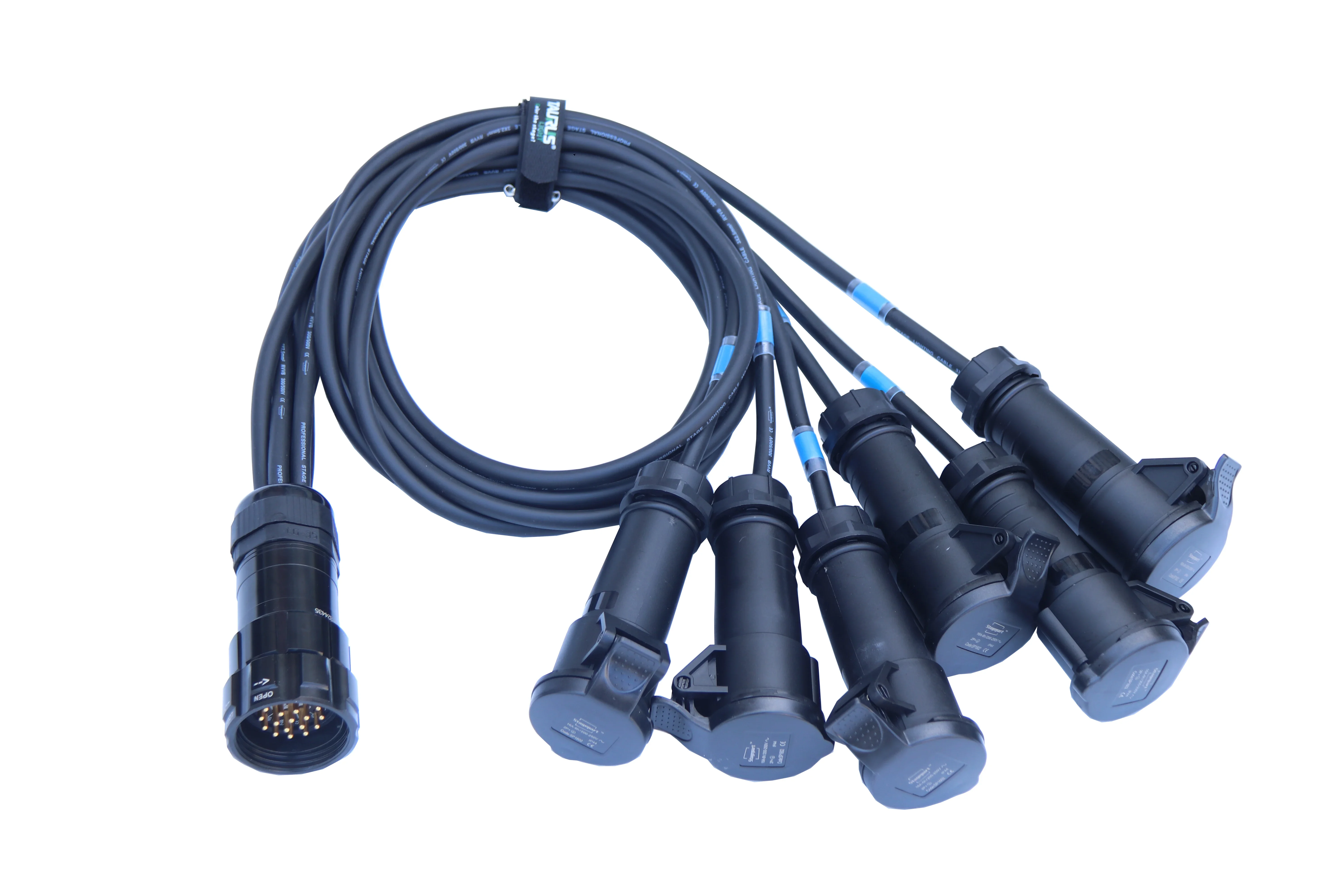 Premium Products 2026 3x1.5 or 3x2.5mm Power Cable 19Pin Socapex Male Plug to Powercon CEE 16A Power Cable for stage equitment