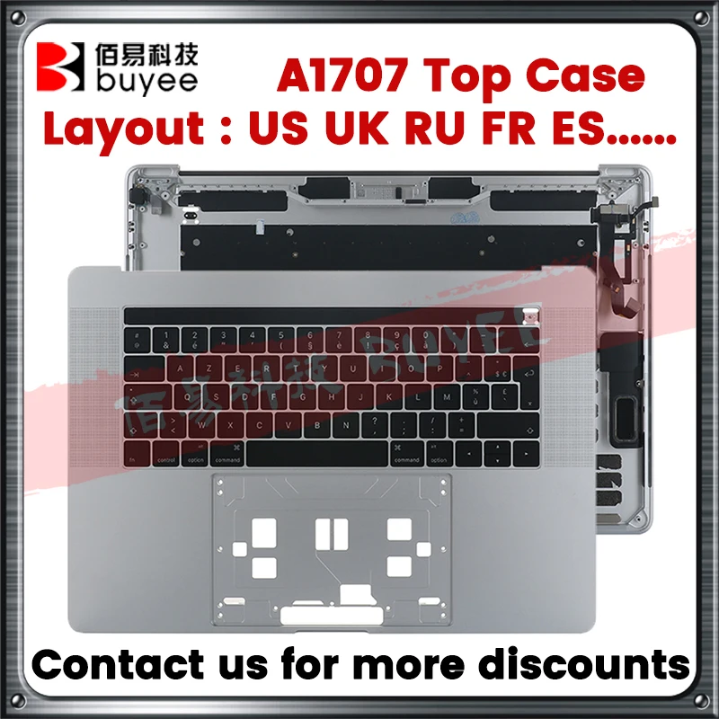 

Original A1707 Topcase For MacBook Pro Retina 15" A1707 PalmRest Top Case US UK RU French Spain Keyboard Touchbar Replacement