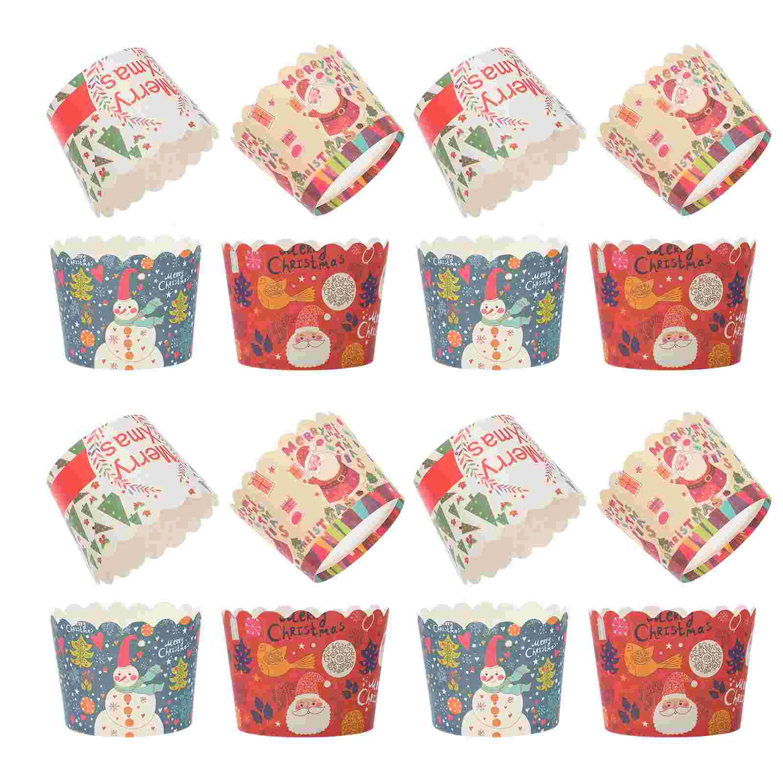 200 Pcs Christmas Muffin Cups Baking Paper Cake Packing Dessert Molds Home Mixed Style