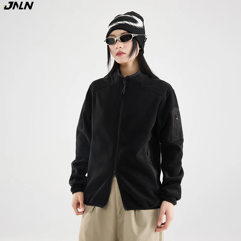 

JNLN Winter Fleece Jacket Unisex Outdoor Windproof Warm Fleeced Clothing Men Women Hiking Camping Climbing Skiing Soft Coat