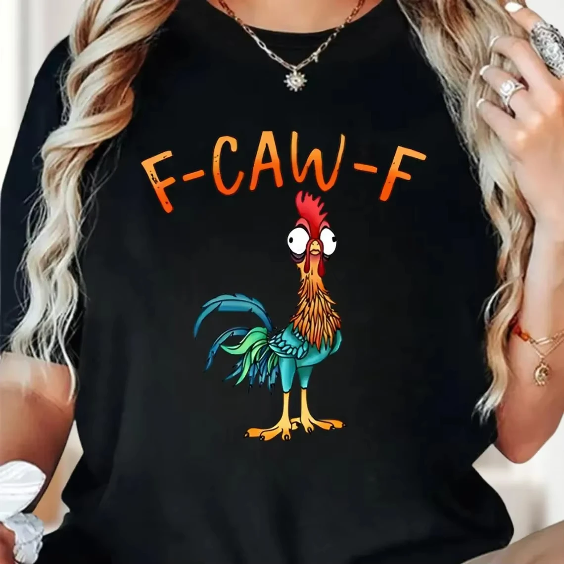 مضحك F-Caw-F تي شيرت الديك ميمي تي شيرت وقح الطيور عاشق تي شيرت القمر الغراب الأسود الطيور الدجاج ميمي تي شيرت
