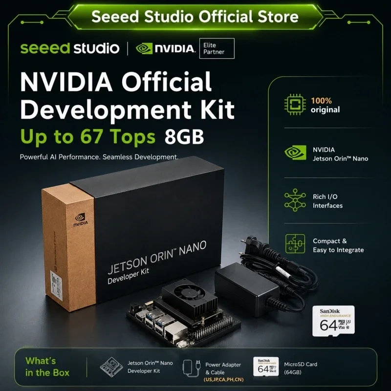 VivaCNVIDIA Official Jetson Orin Nano Super Developer Kit,8GB 67 TOPS,AI Performance Module WiFi USB 3.2 Gen 2 Port M.2 Key M Fo