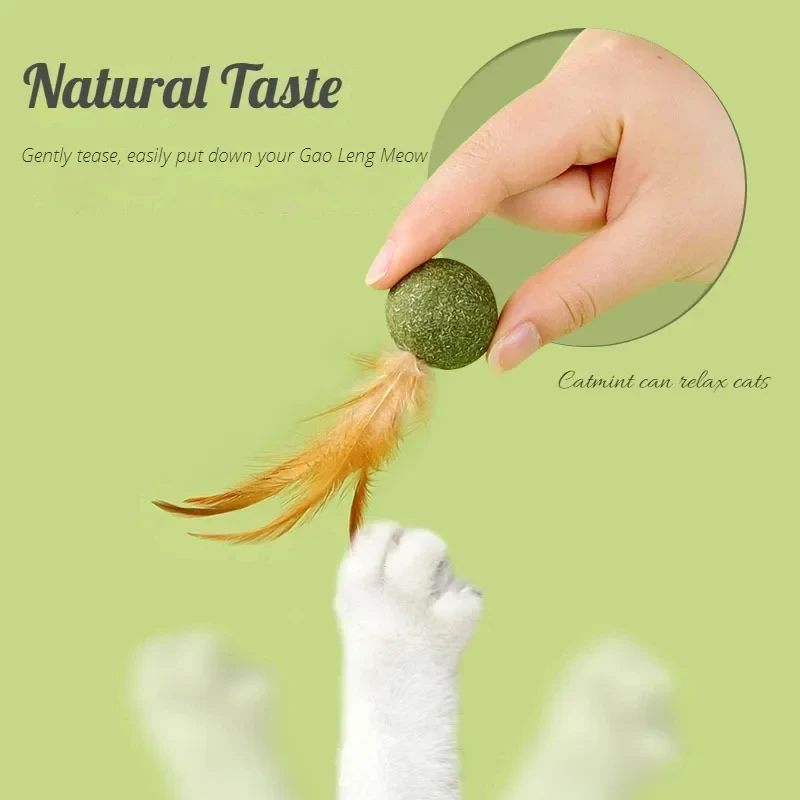 NONOR Pet Catnip Toys Edible Catnip Ball Safety Healthy Cat Mint Cats Home Chasing Game Toy Products Clean Teeth Cat Mint Ball