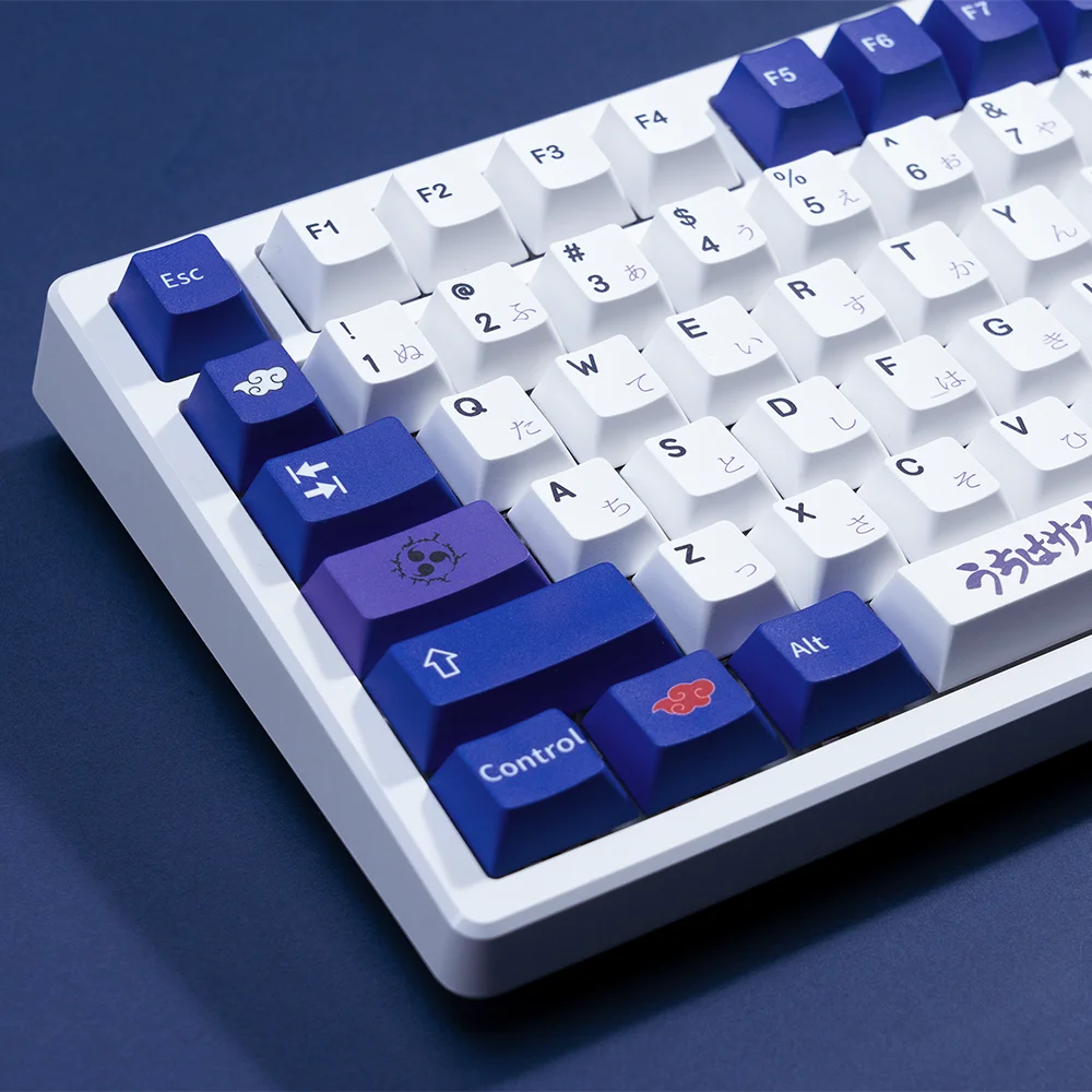 

XVX Sasuke Anime Keycaps PBT Dye-Sublimation Double Shot White and Blue Cherry Profile Japanese Characters Key Cap Set 134 Keys