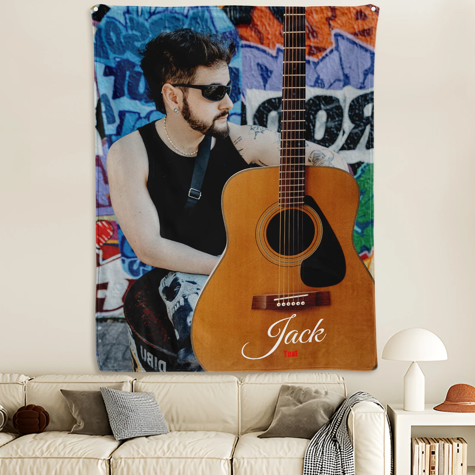 

Custom Guitar-Instrument Blanket For Music Enthusiasts Unique Home Decor Piece Inspired By Musical Artistry Cozy Gift