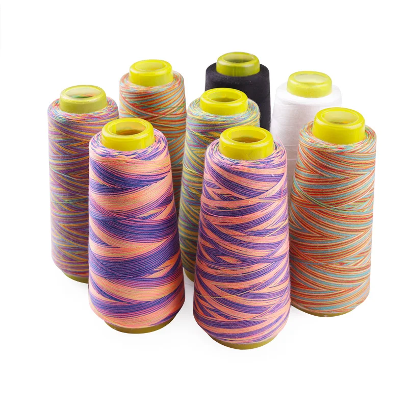 Rainbow Sewing Thread 1500Y Colorful Polyester Sewing Thread Overlocking Thread