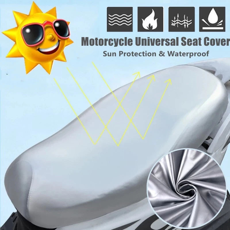 1Pc Universal Motorcycle Seat Cover Black PU Leather Non-Slip Scratch Proof Easy To Install Storage Fits For Most Models Motor