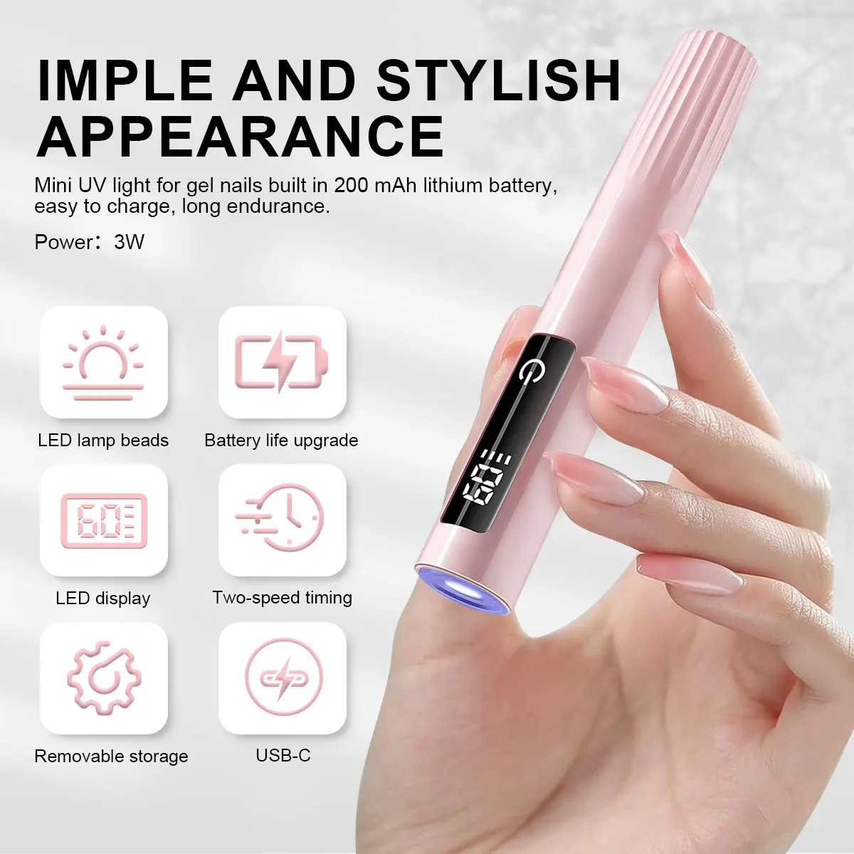 라이메걸 핸드헬드 LED 네일 드라이어 램프 LCD 모니터 탑재 충전식 USB 네일 드라이어 빠른 경화 네일 글루 UV 램프