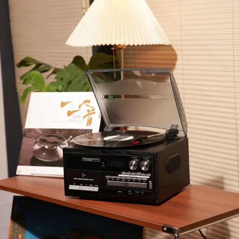Light Luxury Retro Desktop Sound Player Multifunctional Vinyl Turntable Support CD Tape Bluetooth Audio