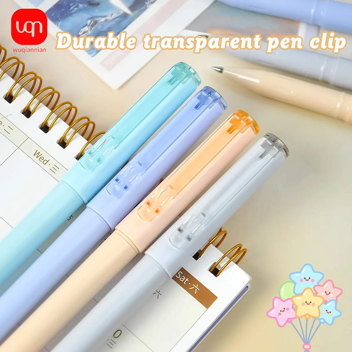 WQN-3/6pcs High-Quality 0.5mm Nib Glue Pens, Multi-Color Shell, Black Ink, Smooth Writing, Office Supplies