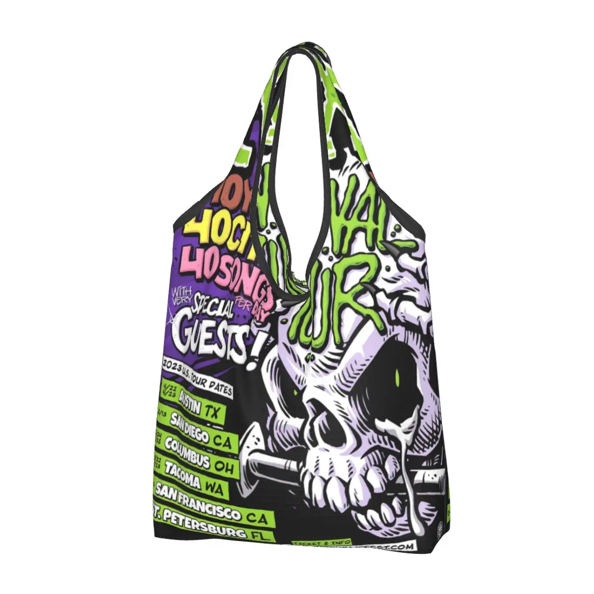 Nofx Band Final Tour Skull Portable Tote Shopping Bags Large Capacity Shopper Bag Grocery Handbag Shoulder Bag