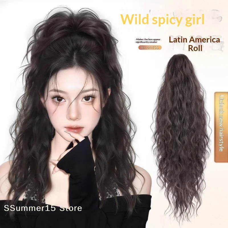 【R】Long Curly Claw Clip Ponytail Extension Synthetic Wavy Pony Tail Hairpiece For Women Ladies Daily Party Cosplay Use