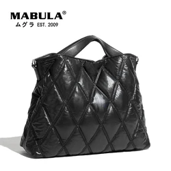 MABULA-Bolsos acolchados simples para mujer, bolsos de lujo de diseñador, de nailon, con plumas y almohada cruzada acolchada, invierno, 2022