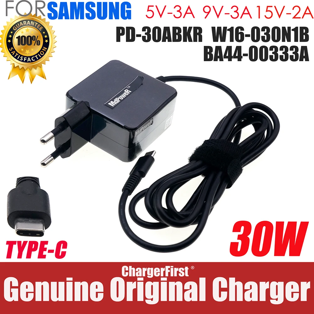 PD-30ABKR W16-030N1B 30W USB-C Charger for Samsung Chromebook Pro XE510C24 Plus XE513C24 XE520QAB XE525QBB BA44-00333A