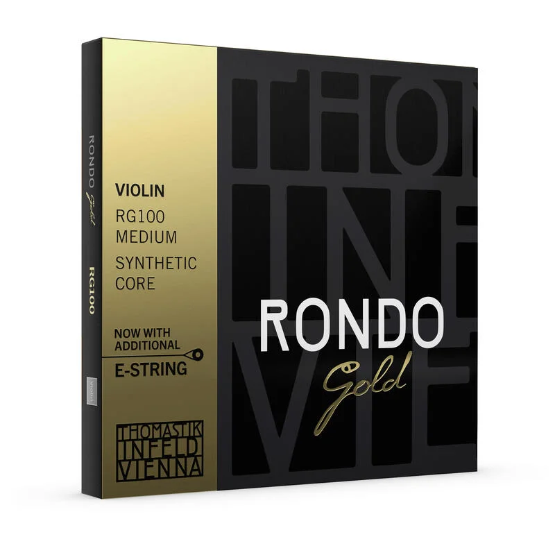 Thomastik-Infeld RONDO GOLD Violin Strings Set RG100 5 Strings 4/4 Size Synthetic Core Carbon Steel E Medium Tension Ball End