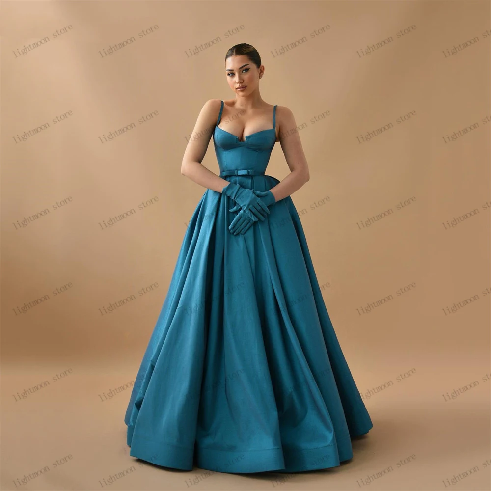 

Elegant Evening Dresses A-Line Satin Ball Gowns Spaghetti Straps Floor Length Prom Robes For Formal Party 2024 Vestidos De Gala