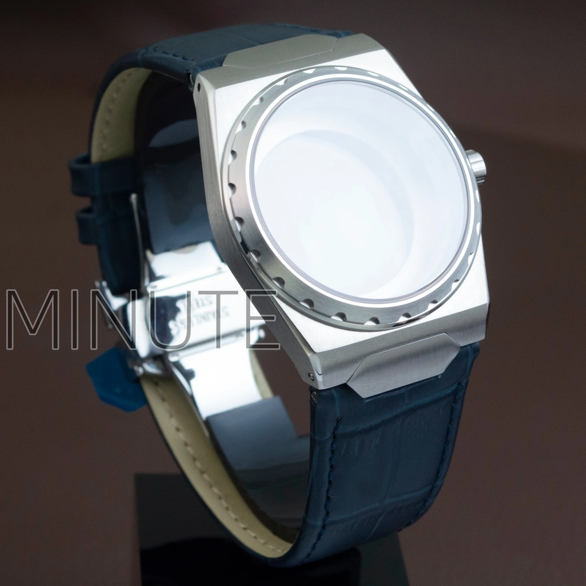 NH35 حالة حزام سوار جلد طبيعي الياقوت الزجاج الفولاذ المقاوم للصدأ ساعة الحال بالنسبة NH36 NH35 حركة VC222 الرجال حالة أجزاء