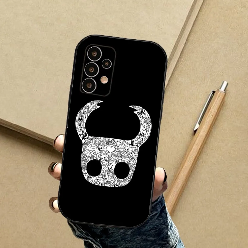 Game H-Hollow Knight Phone Case For Samsung S24,23,23,22,30,21,10,9,Note20 Ultra,Lite,Ultra,5G,Plus,FE,Black Soft Case