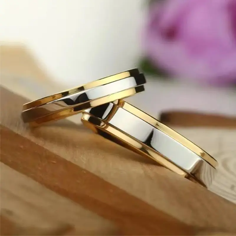 Ramos anel de casamento de aço inoxidável simples casal anel 4mm 6mm largura anel de banda para mulheres e homens memorial day presente de noivado