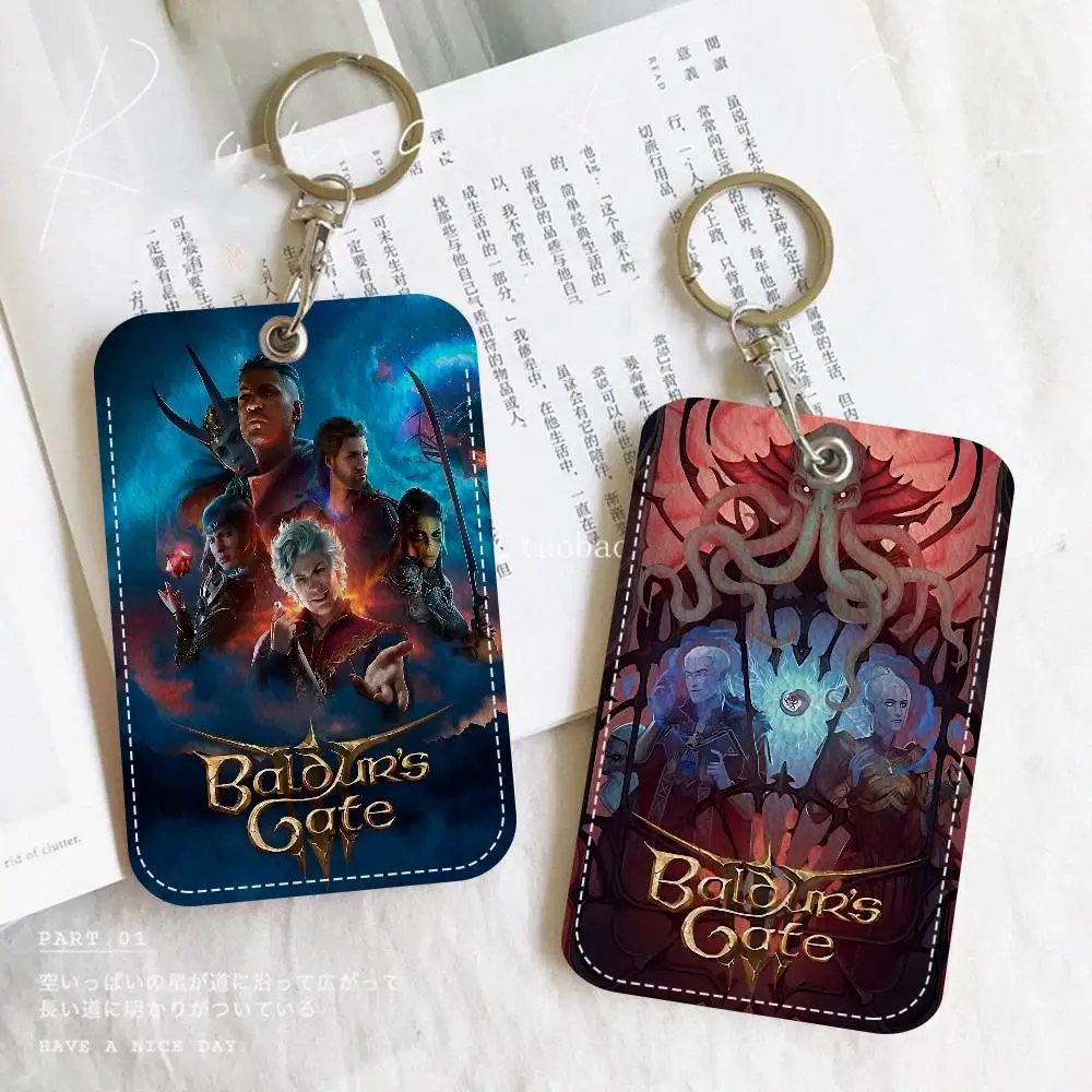 B- Baldur S Gate 3 Game Rectangle Keychain Card Holder, Badge Credit Card Holder, Student ID Card Holder, Bus Cards Cover