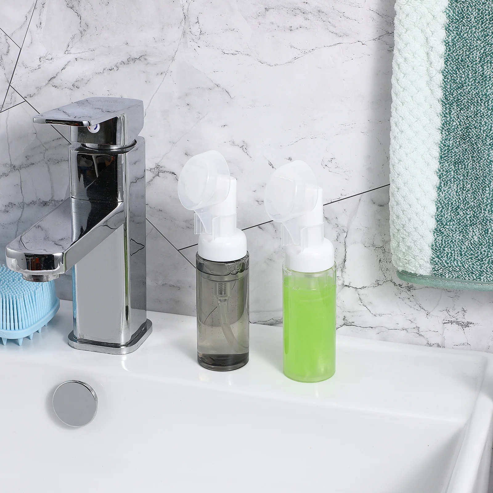 4pcs Transparent Foaming Bottles 60ml Mini Pump Travel Size Plastic Soap Bubble Empty Refillable Portable Skincare