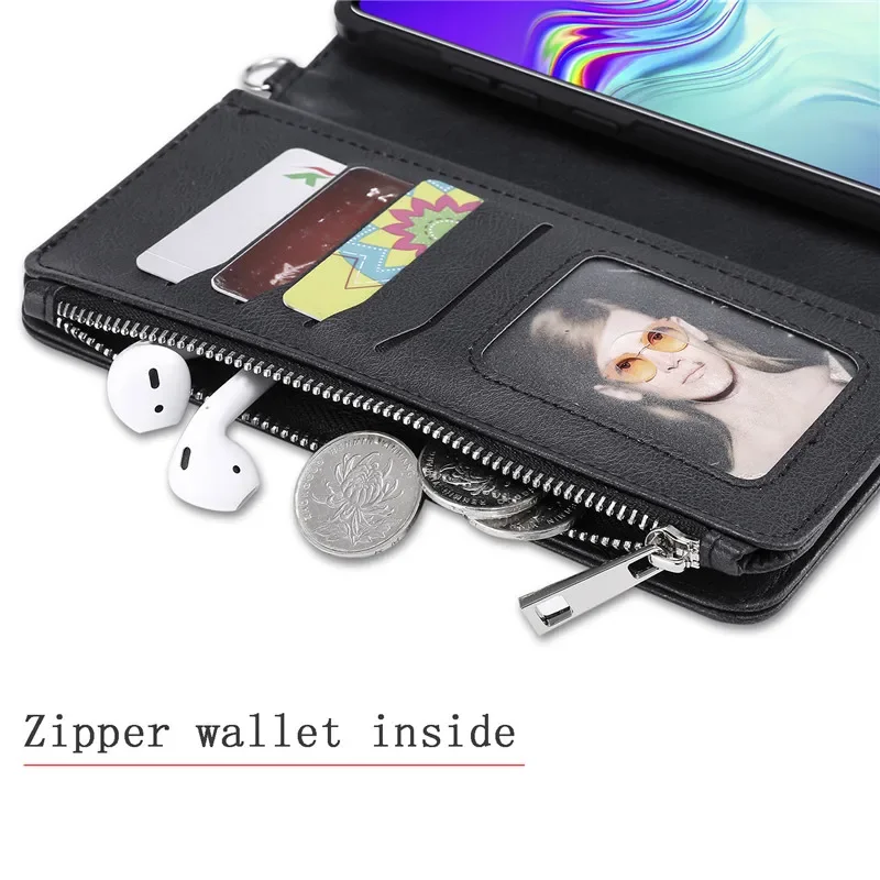 Portfel Skórzane etui na karty 2 w 1 z zamkiem błyskawicznym do Samsung Galaxy A05s A06 A13 A14 A15 A16 A26 A34 A35 A36 A53 A54 A55 A56 — zdjęcie produktu 4