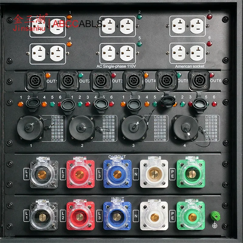 ABCCABLS Heavy-Duty Stage Power Distribution Rack, 36-Channel Camlock & Powercon Outputs, 400A 3-Phase Input, 19