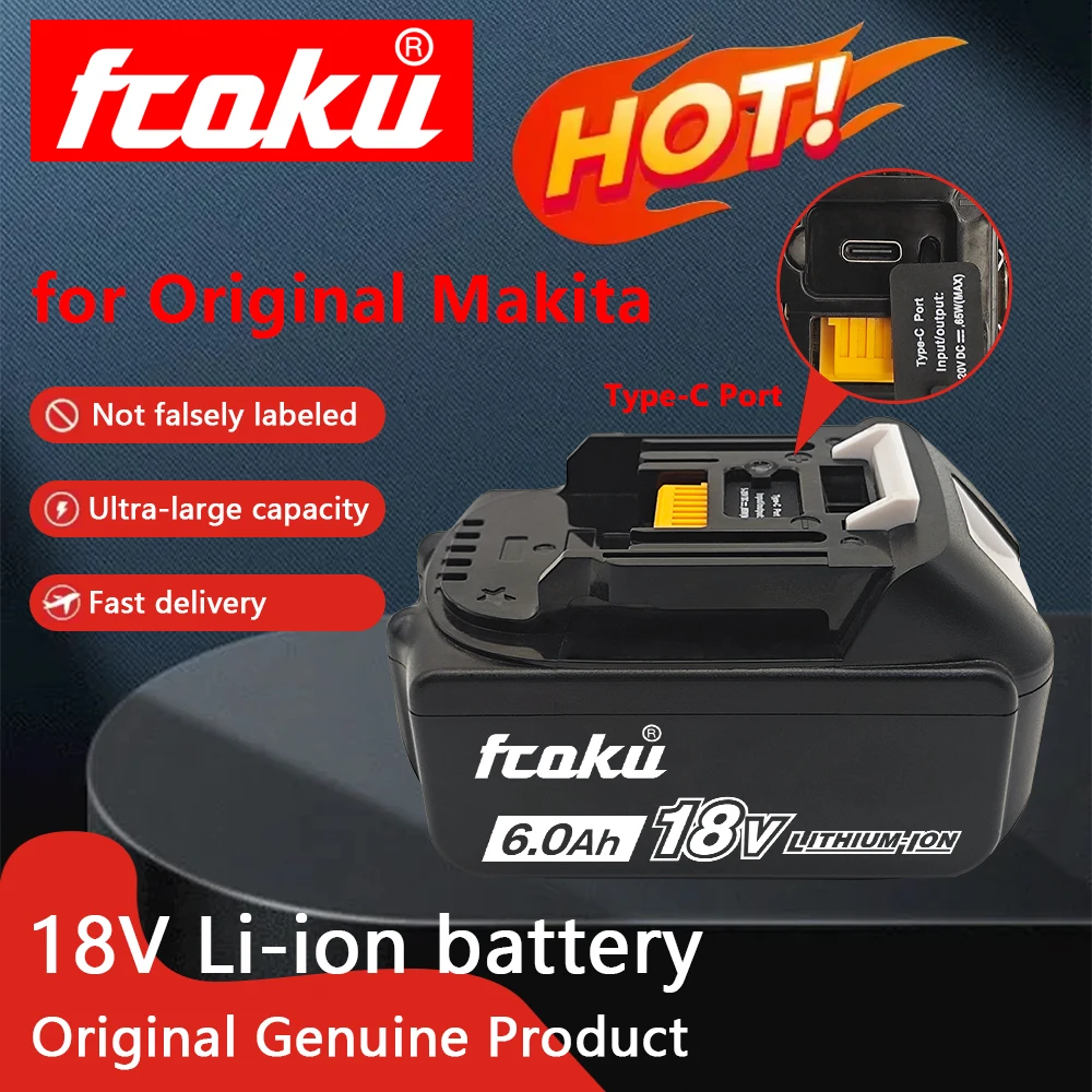 For BL1860 Makita Type-C Battery Pack Compatible With DTD152 DTD151 DTD152X DTD151X LXT Cordless Screwdrivers And Impact Wrenche