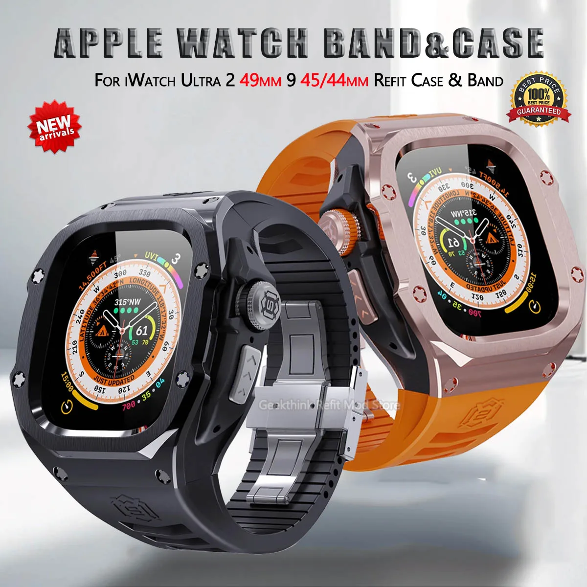 

Luxury Modification Kit For Apple Watch Ultra 2 49mm Series 9 8 7 45mm 44mm Heavy Metal Case Bezel IWatch 6 5 4 SE Men Bracelet