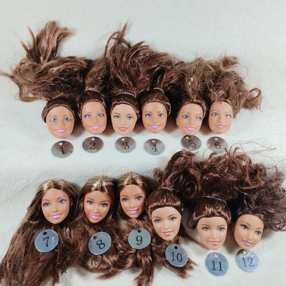 B19-8 Original Außenhandel Europäische Schönheit 1/6 OOAK NUDE Puppe Kopf Mussed Weißes Lockiges Haar für DIY Weiche PVC Kopf 90% NEUE