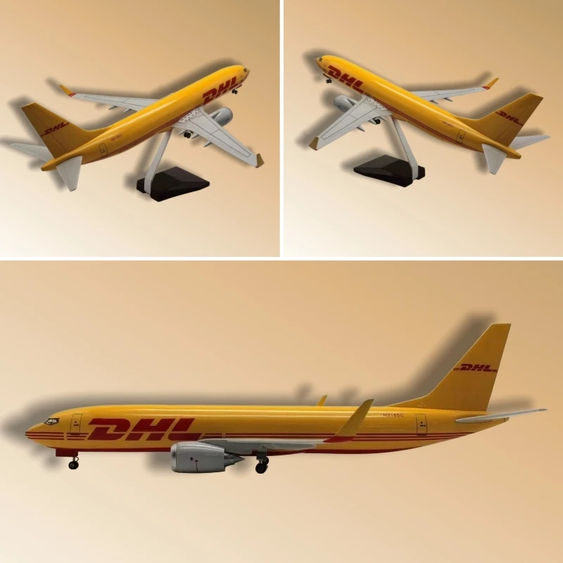 

1:85 Scale Boeing 737 DHL Airlines Aircraft Model 47cm Die-Cast Resin with Lights and Moving Wheels Aviation Collectible