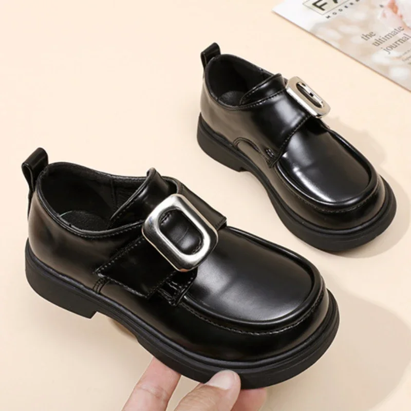 

Kids Leather Shoe Spring Autumn Black Girl Shoes Fashion British Style Children Princess School Performance Mary Jane Shoes Soft