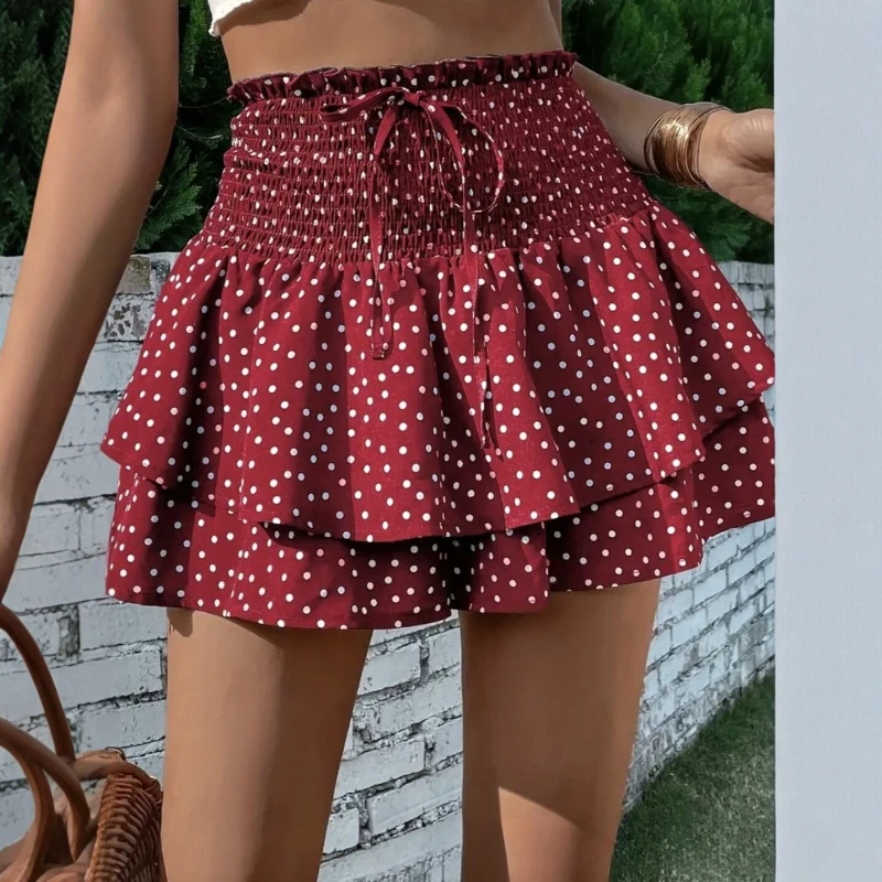 

2026 Summer Hot Selling New Polka Dot High Waist Sweet Slimming Design Half Skirt for Women