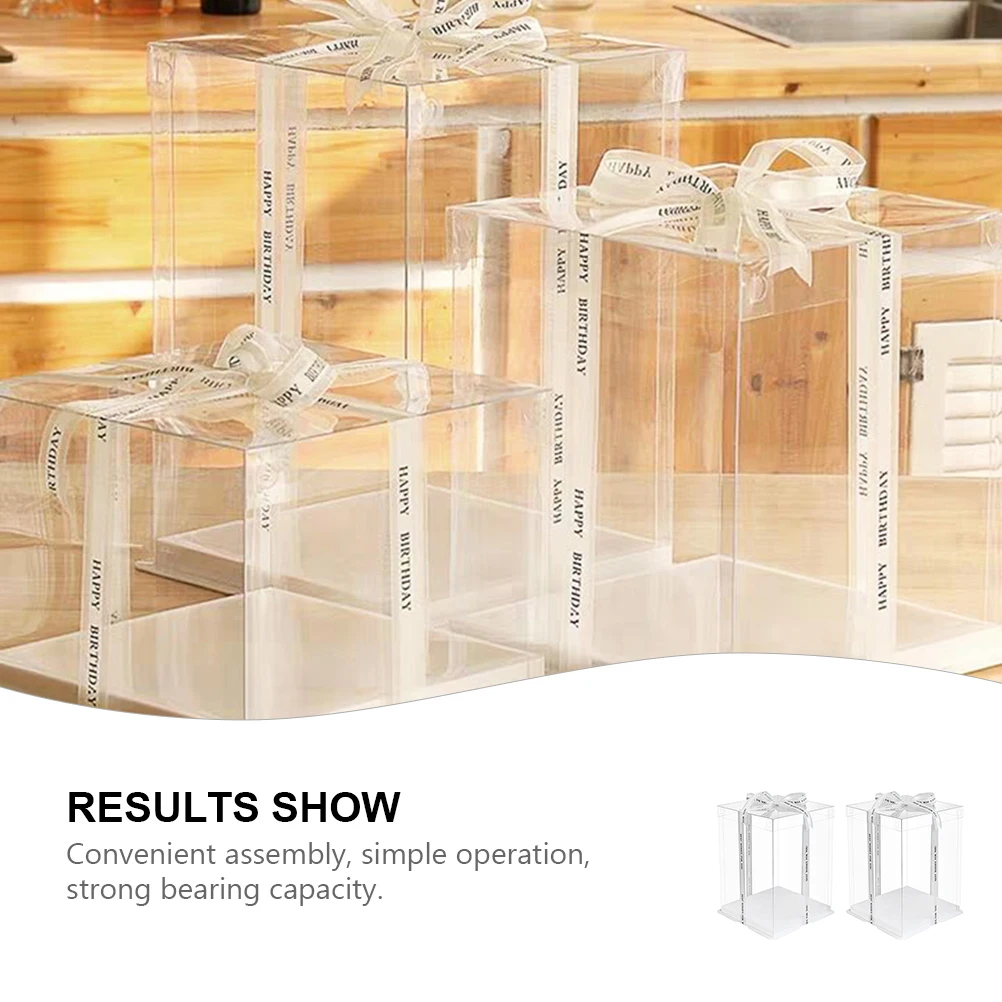 

2pcs Cake Box Elegant Transparent Birthday Packaging Dessert Boxes Clear Plastic Window FoodGrade Safe Material Versatile Use