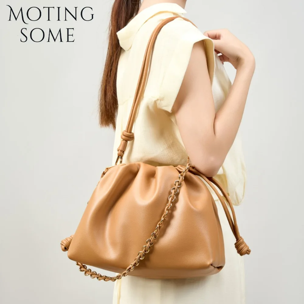 Motingsome جلد البقر سعة كبيرة المرأة محفظة سحابة شكل تحت الإبط السرج حقيبة يد حقائب كتف Crossbody اليومية حمل 2025 جديد