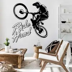 Bike Extreme Sports Vinyl Wall Decal Rider Hand Cycling Sports Sticker Cycling Enthusiasts Home Kids Room Wall Decor Gifts Z6