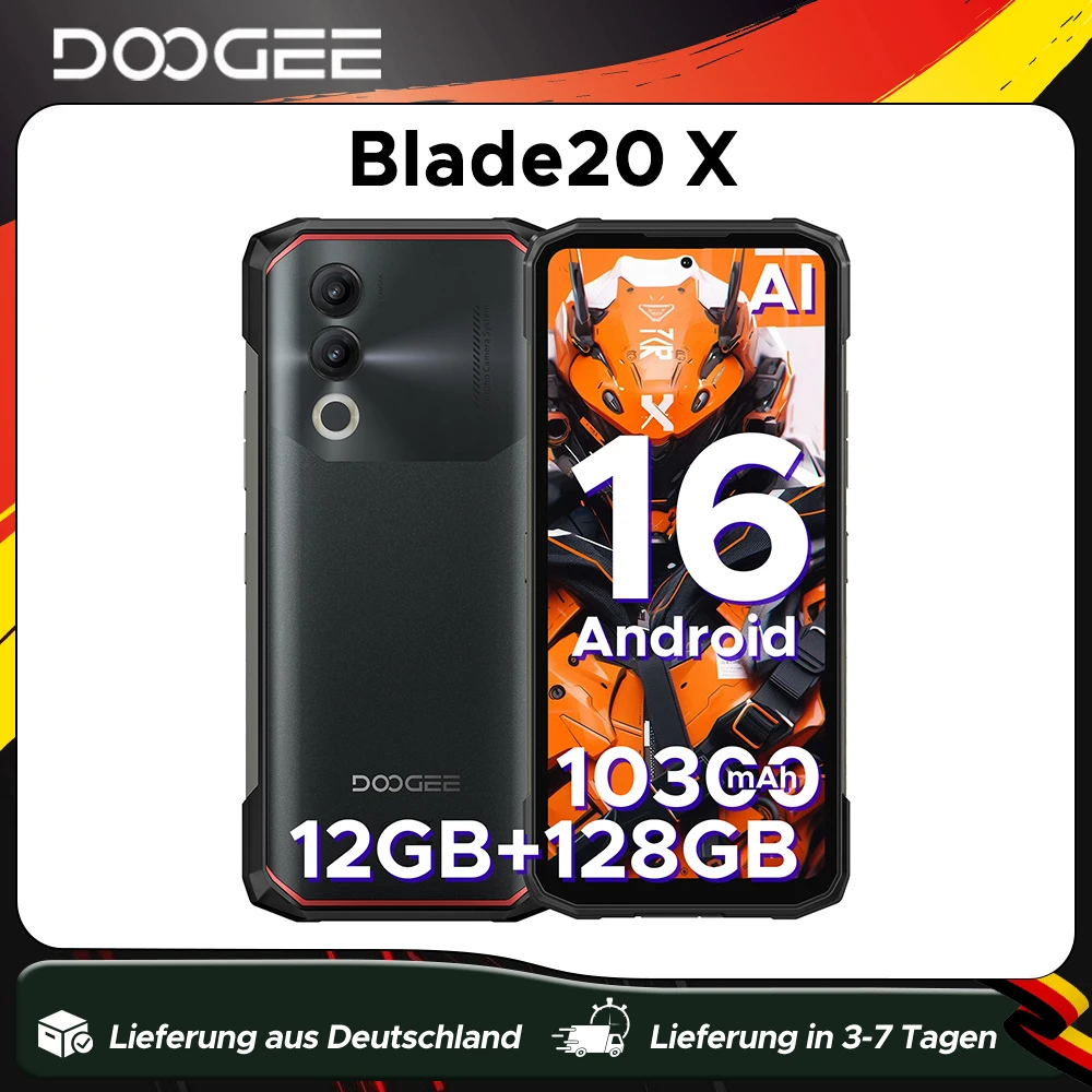 Doogee Blade20 X Rugged Smartphone 10300Mah Battery 6.6'' Display 12Gb Ram(3Gb+9Gb) 128Gb Rom 16Mp Camera Android 16 Smartphone Nfc