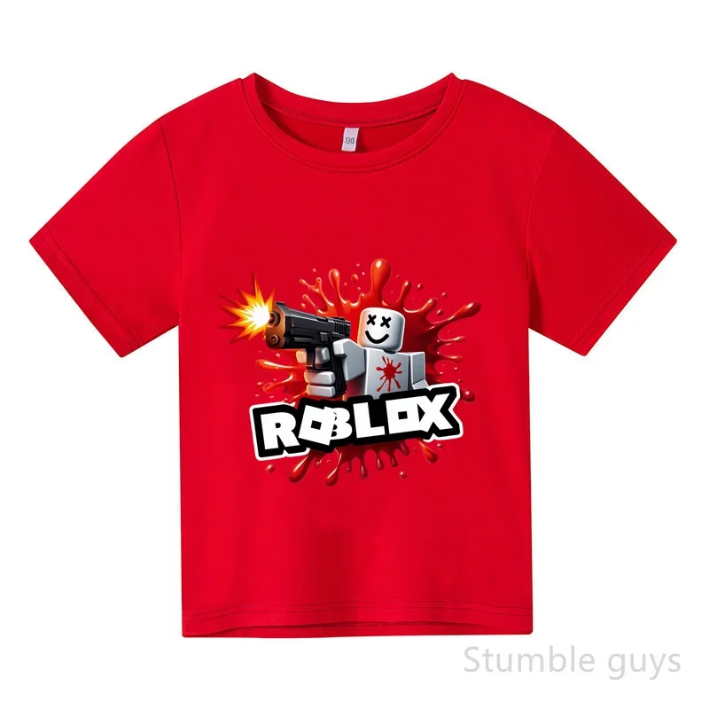 

Летняя детская футболка с героями мультфильмов Roblox, одежда для мальчиков, повседневная одежда в стиле аниме для девочек