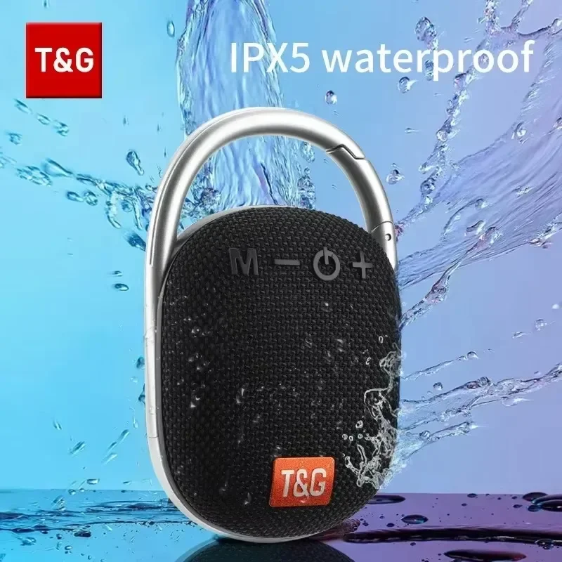 T&G TG321 Portable Bluetooth Speaker Waterproof Wireless Mini Column Outdoor Subwoofer Speakers with Hook Dustproof FM TF USB