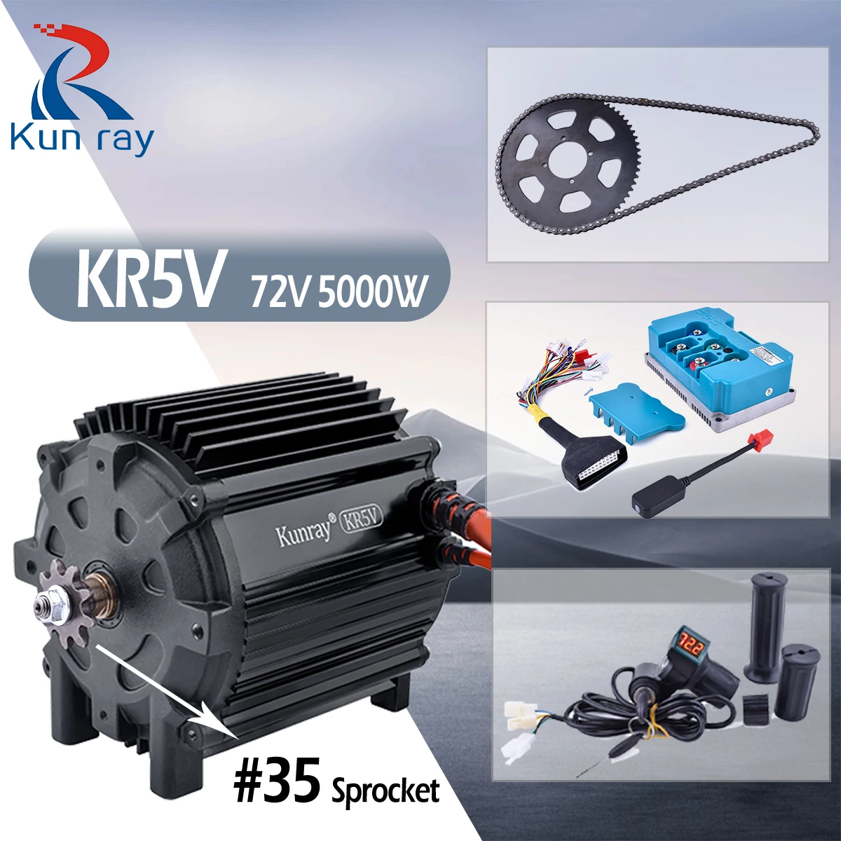 Kunray KR5V 72V 5000W Electric Brushless Motor Kits For Electric Motorcycl/Scootor/Bicycle Engine Электро-двигатели