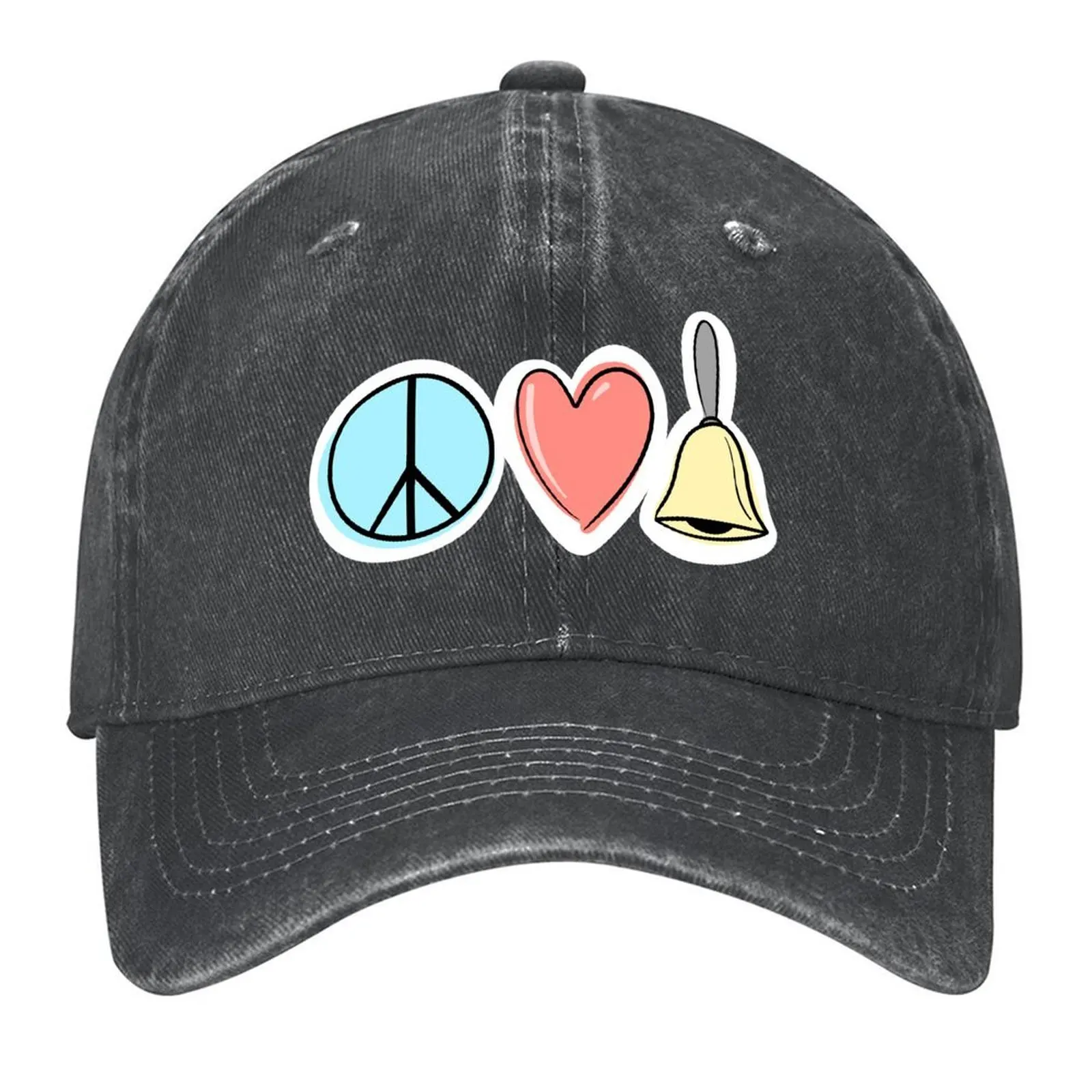 

2026 Peace Love Handbells (simple Symbols Variant) Baseball Cap New In The Hat New In Hat Thermal Visor Rugby Mens Women's