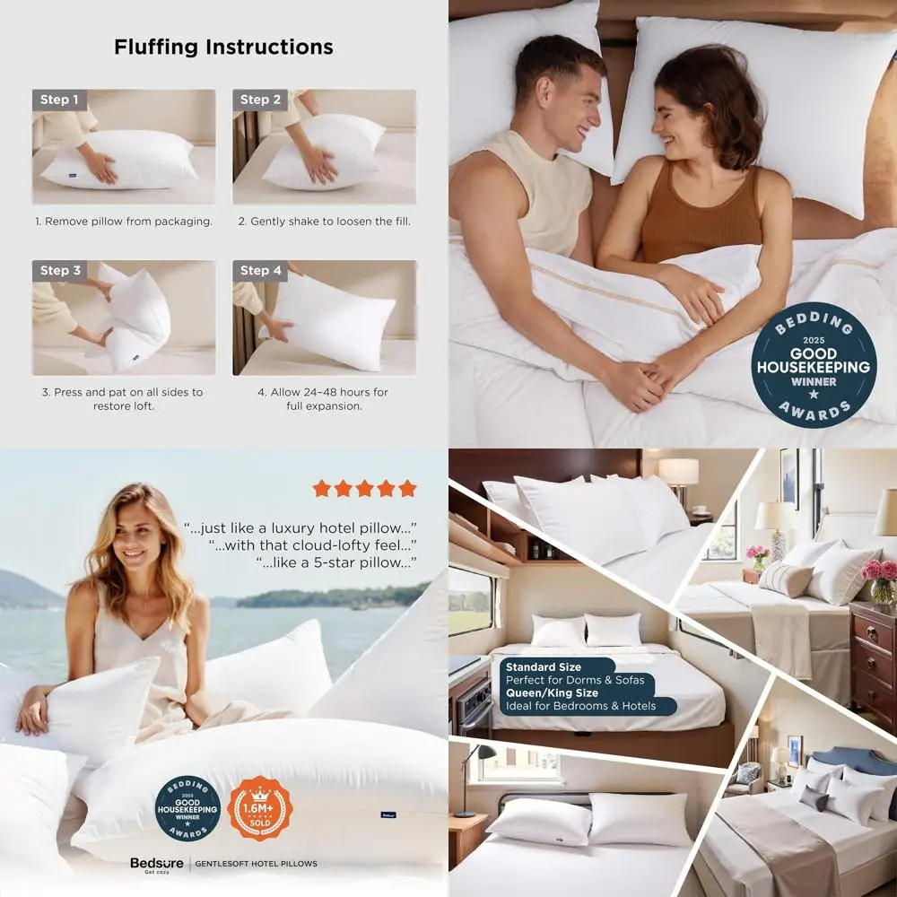 

Queen Size Medium Firm Pillows, 4-Pack, Premium Down Alternative for Side and Back Sleepers