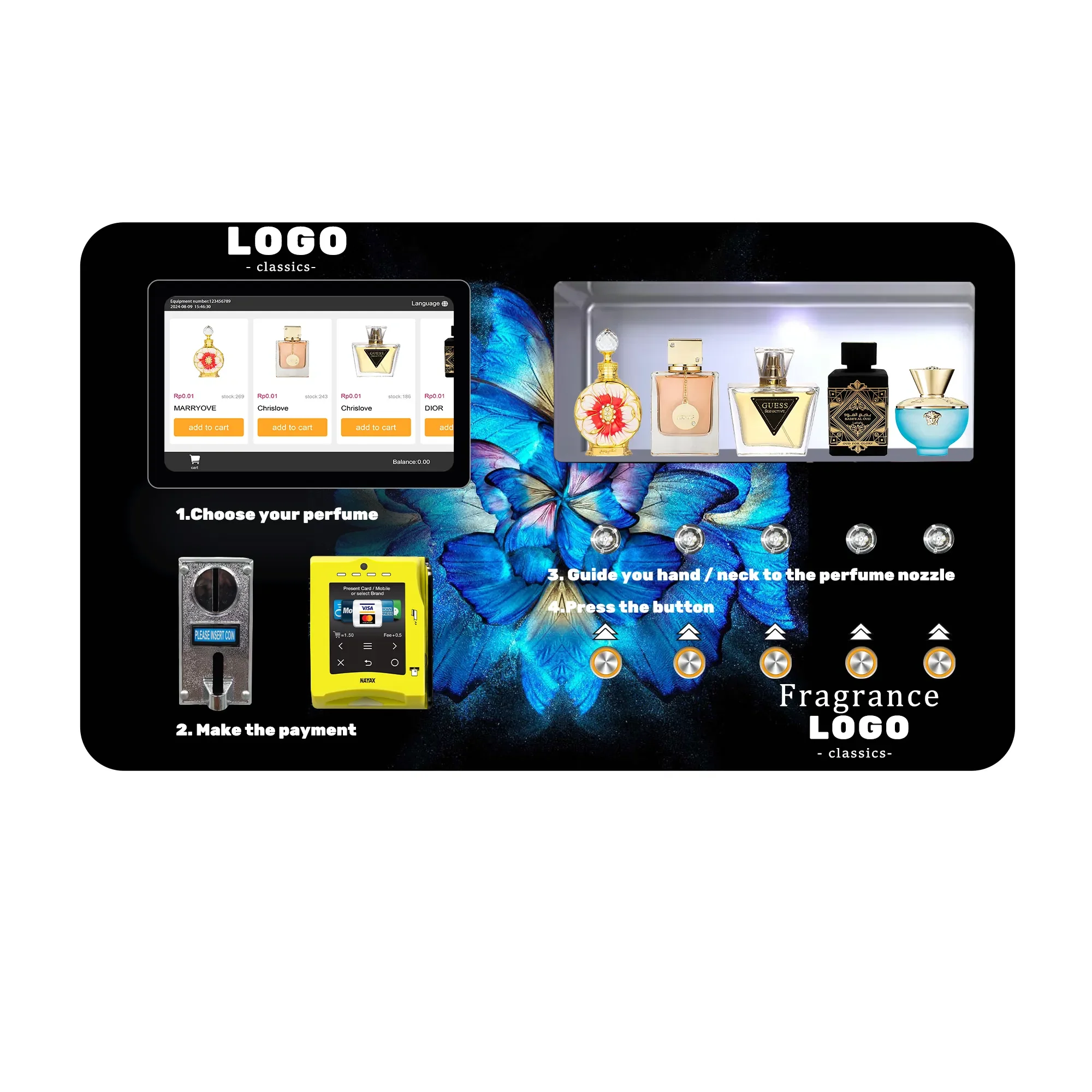 FOODLINE Customized Digital Scent Vending Machine with LED Display and Monitoring perfume spray vending machine
