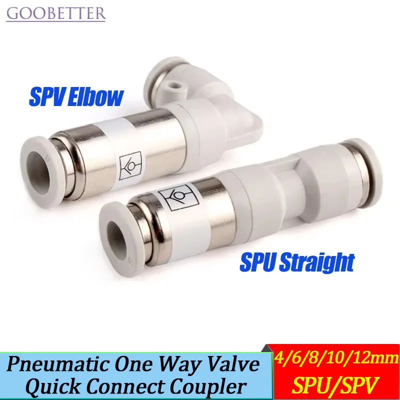 Industrial Pneumatic Check Valve SPU/SPV Quick Connect Straight/Elbow Fitting 1/4
